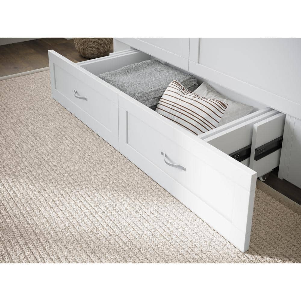 Murphy Full/Double White Wood Frame Upholstered Bed with Storage Drawer