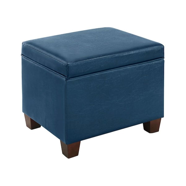 Blue faux leather ottoman discount