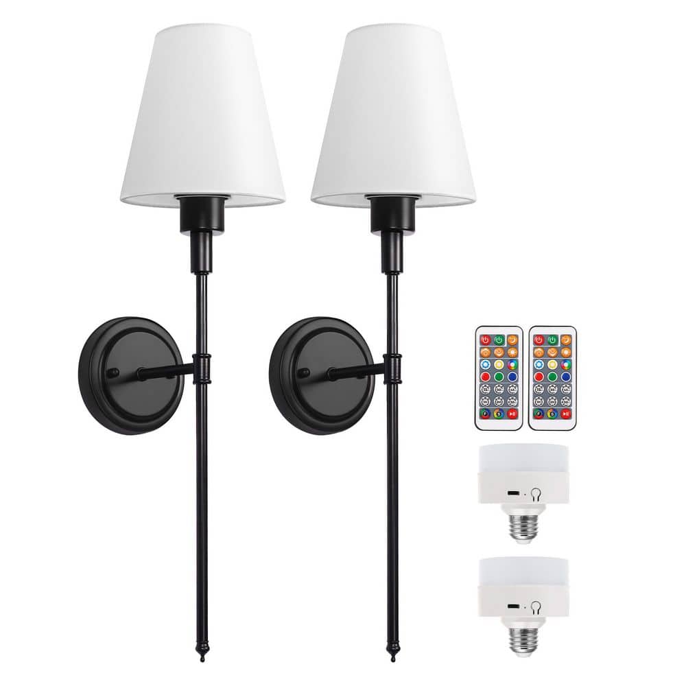 6 in. 1-Light Rechargeable Black Wall Sconce Wireless with Remote Control Dimmable Wall Light for Bedroom (2-Pack) price history on PriceWatchPro
