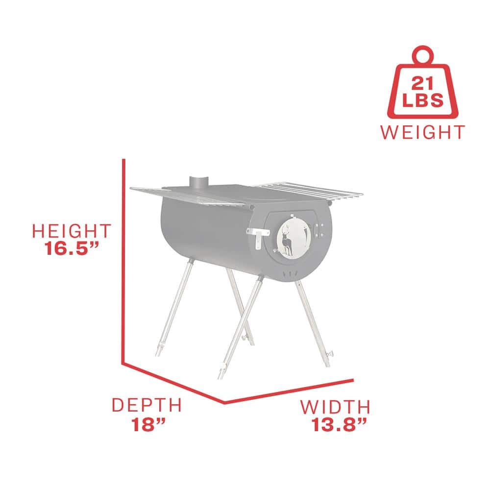 Caribou Outfitter 18-Inch Black Wood-Burning Camp Stove with Stainless Steel Stand