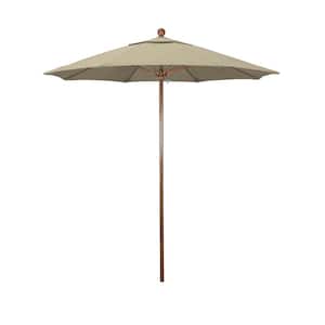 7.5 ft. Woodgrain Aluminum Commercial Market Patio Umbrella Fiberglass Ribs and Push Lift in Antique Beige Sunbrella