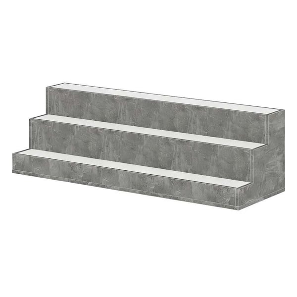 11 in. H x 37.4 in. W 30-Bottle Gray Wood LED Lighted Freestanding Liquor Bottle Display Shelf with Remote Control