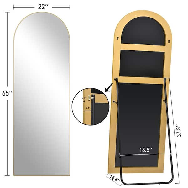 PexFix 22 in. x 65 in. Modern Rectangle Framed Full-Length Mirror Gold  Aluminum Alloy Mirror Standing Mirror, Standing Holder 6522LHJXB-GL - The  Home Depot