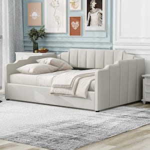 White Full Upholstered Daybed with Underneath Storage