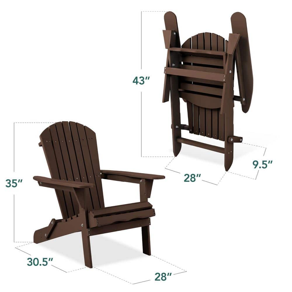 Brown Wooden Folding Adirondack Chair with Arms