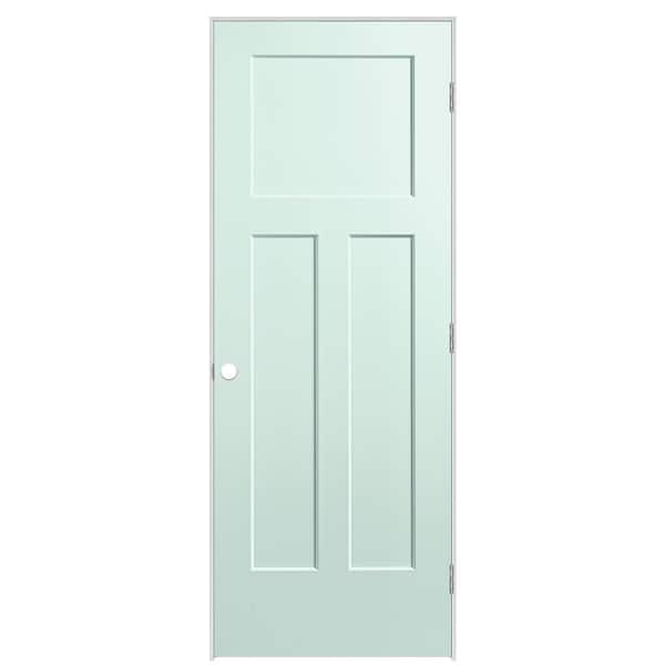 Masonite 30 in. x 80 in. 3-Panel Winslow Left-Hand Solid Core Sea Glass Molded Composite Single Prehung Interior Door