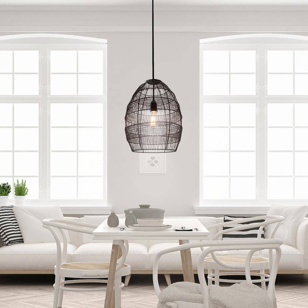 Matte Black Industrial Metal Dome Pendant Light, 18.5 in.