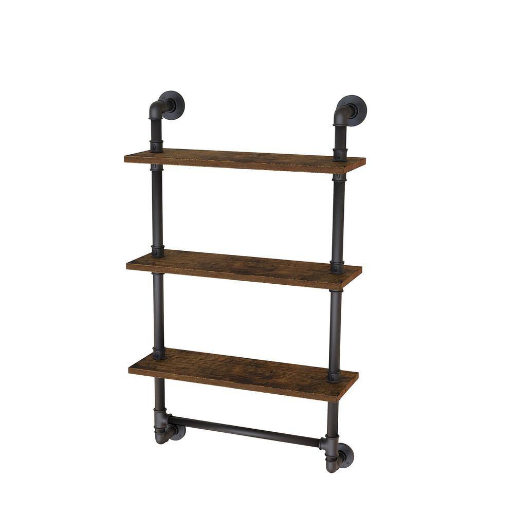 24 in. W x 8 in. D Brown Pipe Shelves with Tower Bar for Wall Decorative Wall Shelf CYBWDBMP6Y