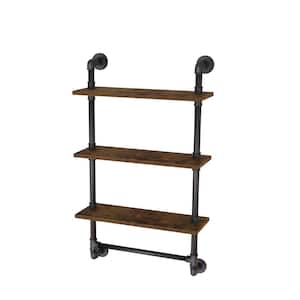 24 in. W x 8 in. D Brown Pipe Shelves with Tower Bar for Wall Decorative Wall Shelf