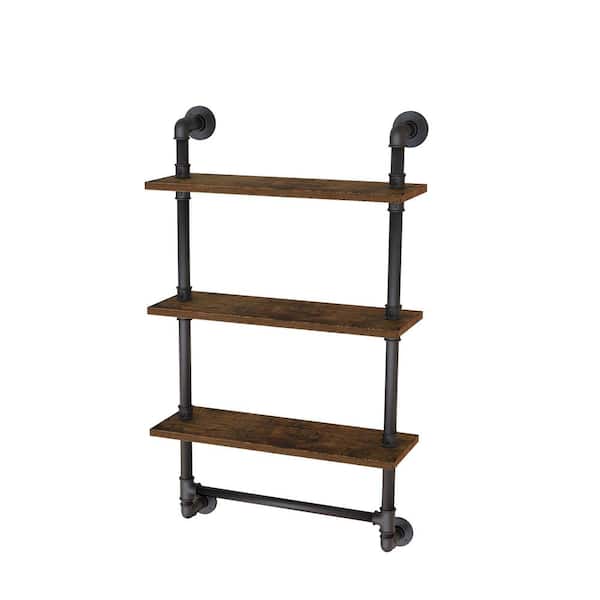 Unbranded 24 in. W x 8 in. D Brown Pipe Shelves with Tower Bar for Wall Decorative Wall Shelf