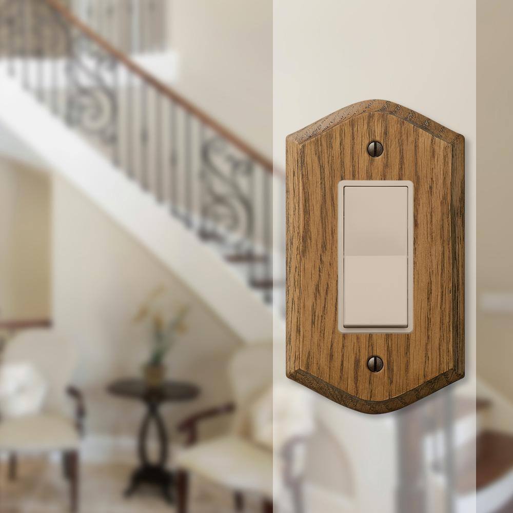 Amerelle Medium Oak 1-Gang Rocker Wall Plate