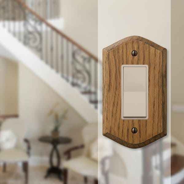 Country 1 Gang Rocker Wood Wall Plate - Medium Oak