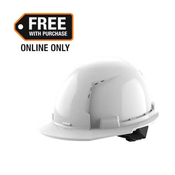 BOLT White Type 1 Class C Front Brim Vented Hard Hat with 4 Point Ratcheting Suspension