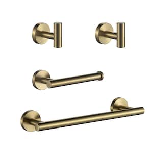 Bathroom Accessories Set Wall Mounted Towel Bar, Toilet Paper Holders and 2 Robe Hooks Gold