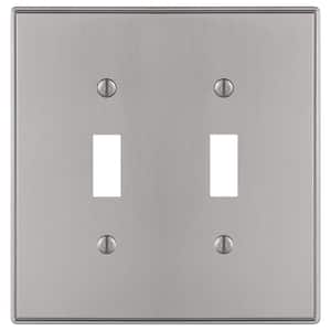 Ansley 2-Gang Brushed Nickel Toggle Cast Metal Wall Plate