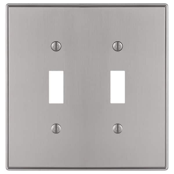 AMERELLE Ansley 2-Gang Brushed Nickel Toggle Cast Metal Wall Plate