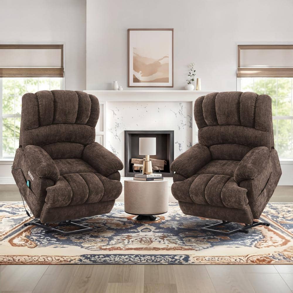 OrangeOne Dark Brown Polyester Power Lift Recliner Chair for