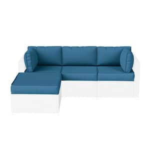 25.6 in. x 25.6 in. x 4 in. (9-Piece) Deep Seating Outdoor Sectional Cushion Blue