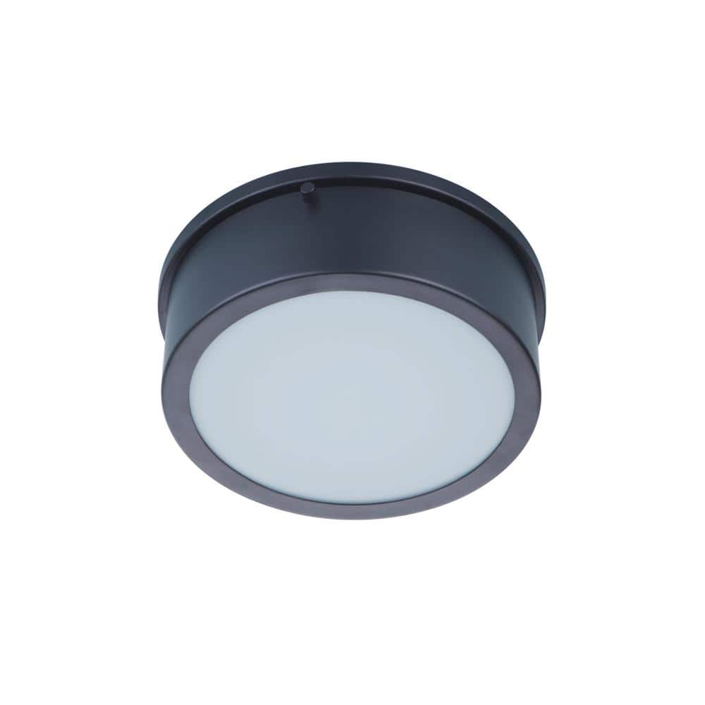 Flat Black LED Flush Mount Ceiling Light with Glass Shade
