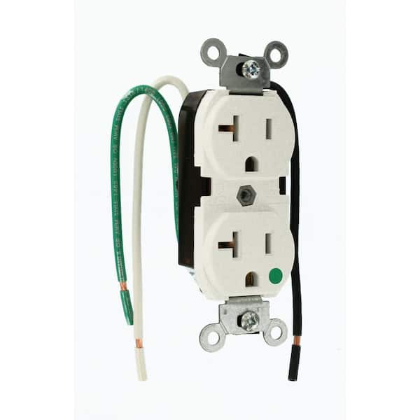 Leviton 20 Amp 125 V Hospital Grade Duplex Outlet/Receptacle w/ Leads, Orange (1-Pack) 8300-LW