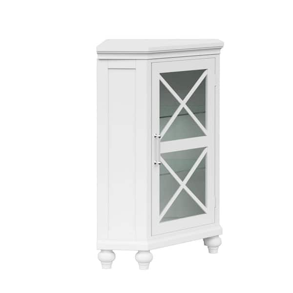 Blue Ridge 24-3/4 in. W x 17-1/2 in. D x 32 in. H Freestanding Corner Floor Cabinet in White
