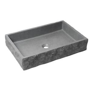 24 in . Rectangular Gray Concrete Vessel Sink