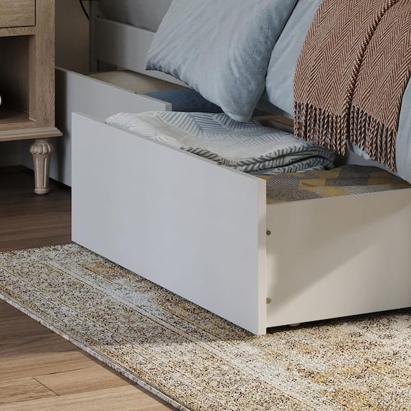Urban Twin-Full White Bed Drawers