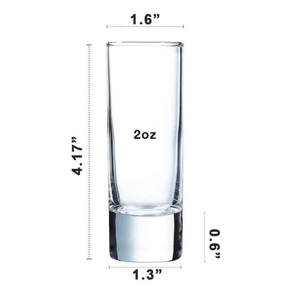 2 oz. Glass Shot Glasses with Heavy Base, Tall for Bars, Kitchen, Whiskey, Tequila, and Vodka, Clear (12-Pack)
