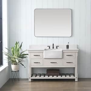 Wesley 54 in. W x 22 in. D Bath Vanity in Weathered White with Engineered Stone Top in Ariston White with White Sink