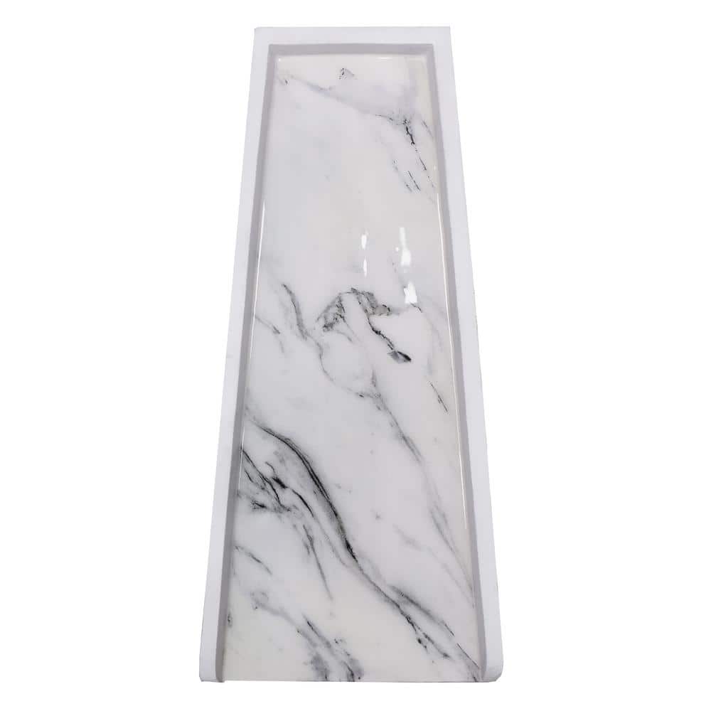 Oakland Living White Faux Marble Cast Aluminum Downspout Gutter 24 in. Splash Block MARBLESB