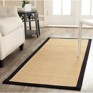 Natural Fiber Maize/Black 3 ft. x 6 ft. Border Runner Rug