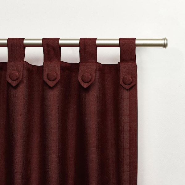 Loha Tuxedo Radiant Red Solid Light Filtering Tuxedo Tab Top Curtain, 54 in. W x 84 in. L (Set of 2)
