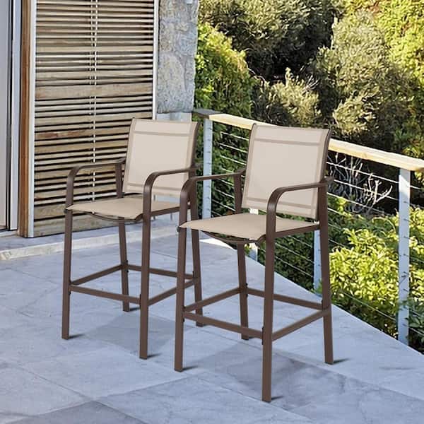 Karl home Wrought Iron Brown Frame Bar Chair (2-Pack)