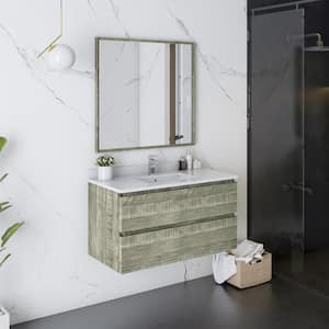 Formosa 36 in. W x 20 in. D x 20 in. H White Single Sink Bath Vanity in Sage Gray with White Vanity Top and Mirror