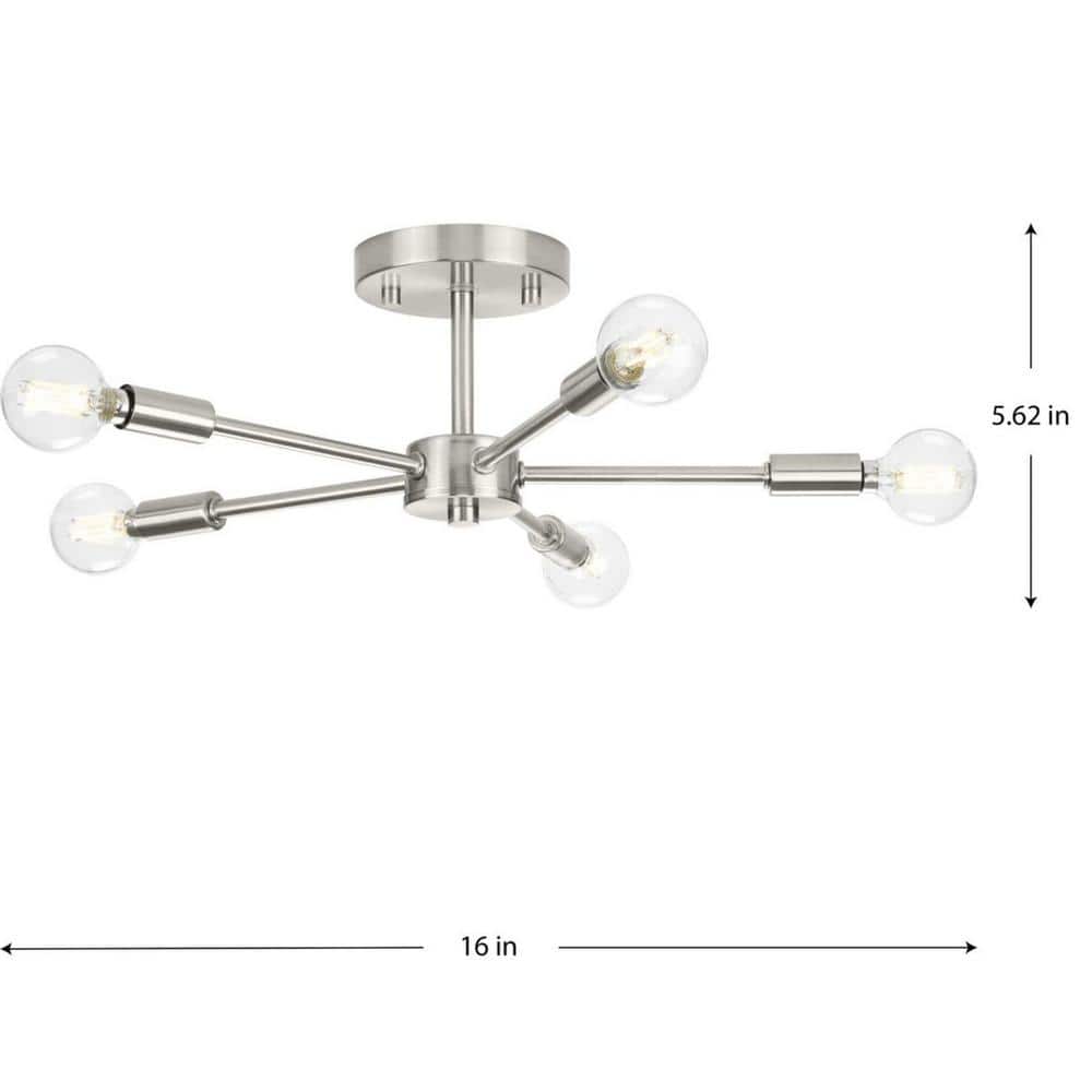 Delayne 16'' Brushed Nickel 5-Light Semi-Flush Mount