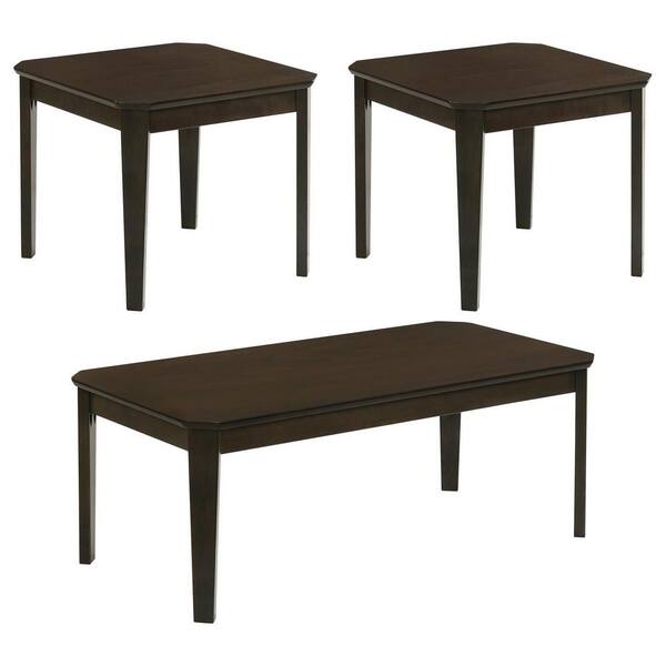 Coaster Amaro 47.25 in. Dark Brown Rectangle Wood 3-piece Occasional Coffee Table set