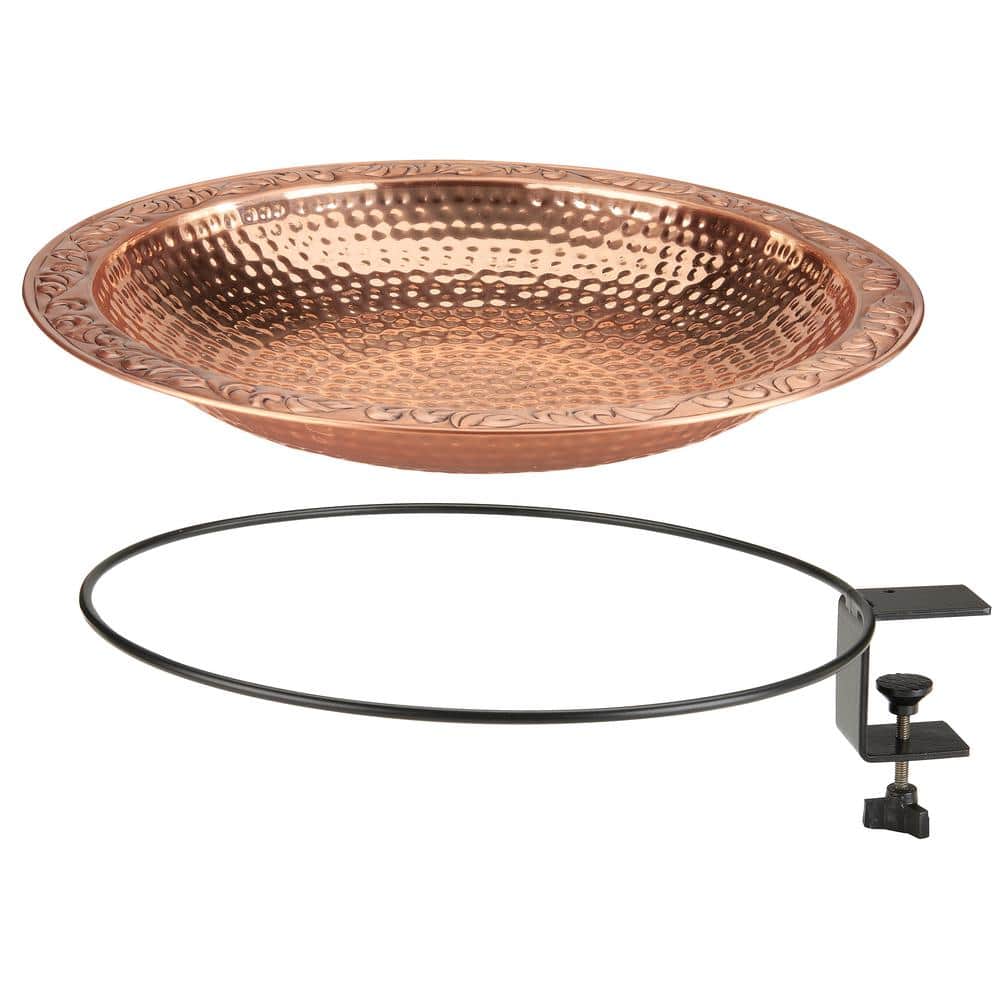 Large Hammered Copper Deck Mounted Bird Bath