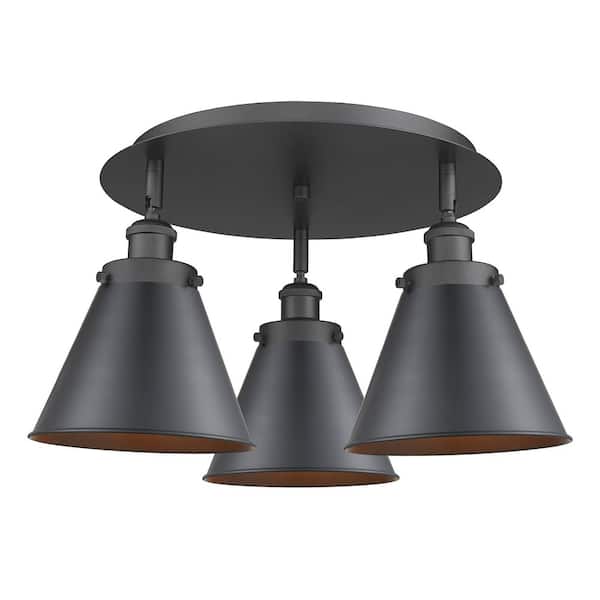 Ballston Urban 19.75 in. 3-Light Matte Black Traditional Flush Mount Shade