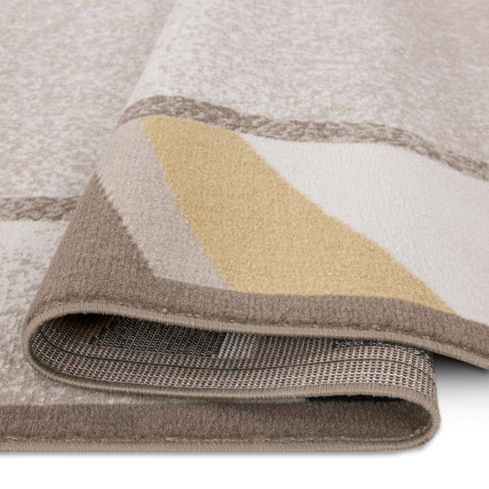 Taupe & Orange Reversible Easy-Care Synthetic Area Rug, 5'3"x7'5"