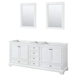 Deborah 79 in. W x 21.625 in. D Vanity Cabinet with 24 in. Mirrors in White