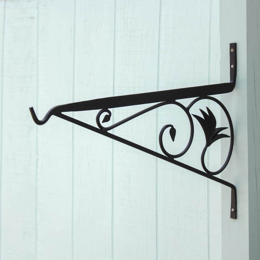 Black Iron Floral Design Morris Bracket, 24"