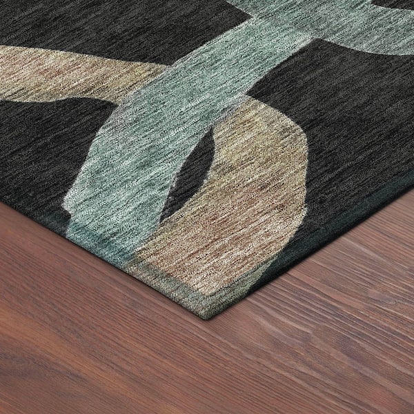 Chantille Machine Washable Indoor/Outdoor Abstract ACN2394 Black 8 ft. x 10 ft. Area Rug