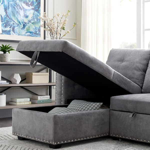 wetiny 65 in. W 2-Piece Gray Fabric L Shaped Modern Sectional Sofa