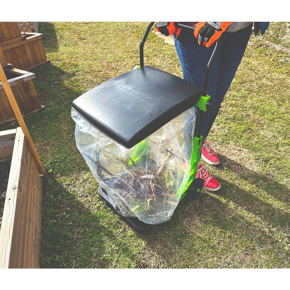 Adjustable Black and Green Metal Garden Cart with Lid