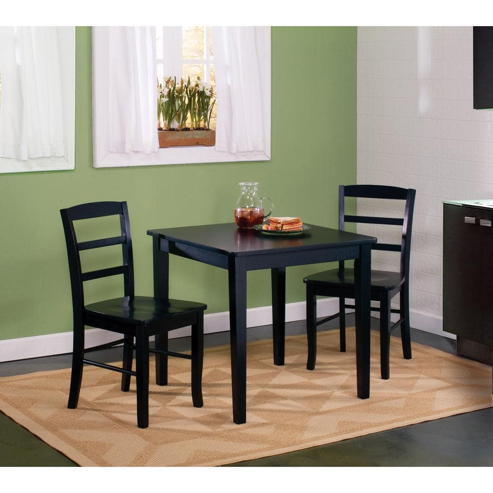 Petite Black Solid Wood Square Dining Table with Tapered Legs