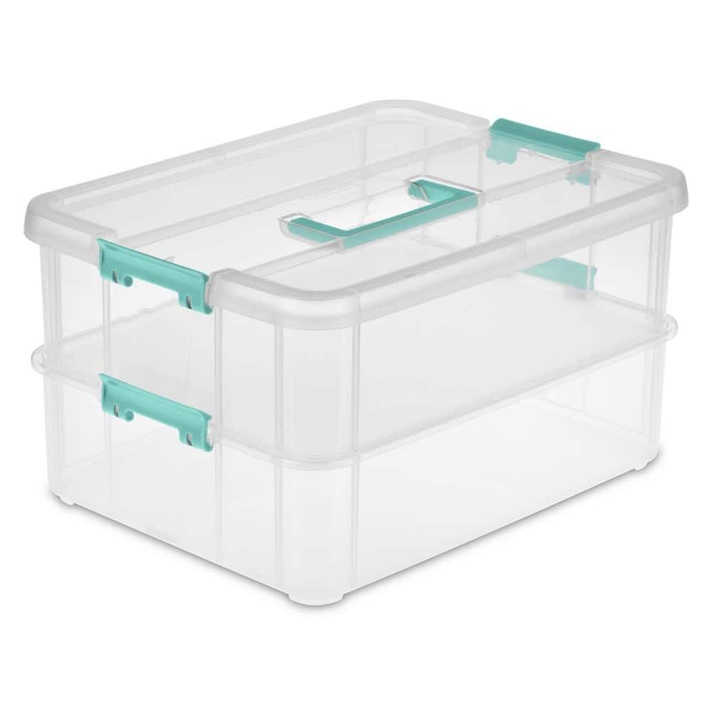 Sterilite 14228604 2 Layer Handle Box, Aqua,