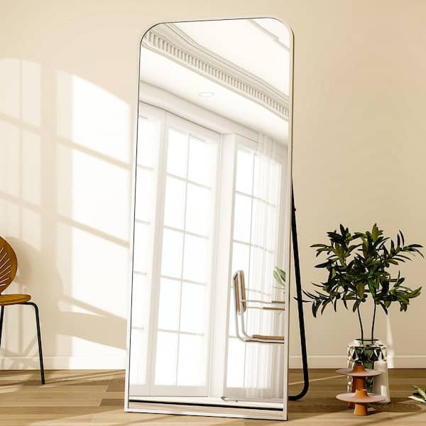 XRAMFY 26 in. W x 71 in. H Rectangular Silver Aluminum Alloy Framed Full Length Mirror Standing Floor Mirror
