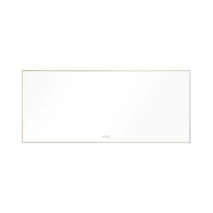 84 in. W x 36 in. H Rectangular Aluminum Framed Anti-Fog LED Light Dimmable Wall Bathroom Vanity Mirror in Gold