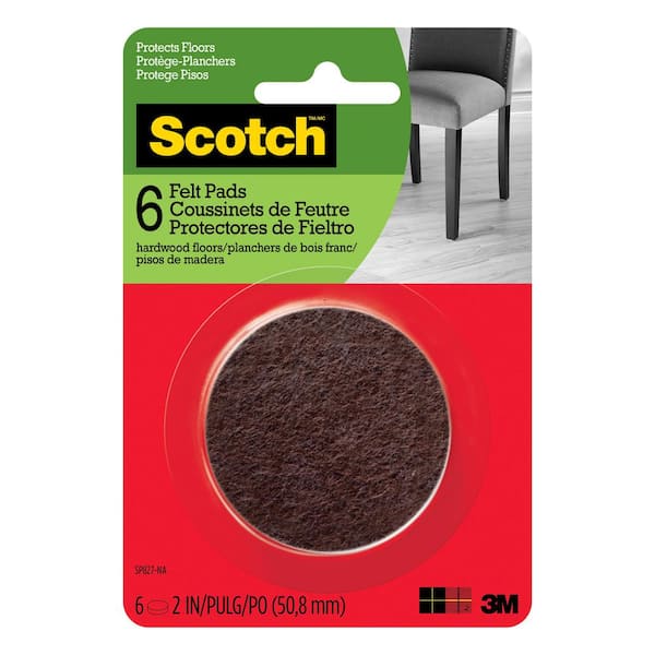 3M Scotch 2 in. Brown Round Surface Protection Felt Floor Pads ((6-Pack)(Case of 24))