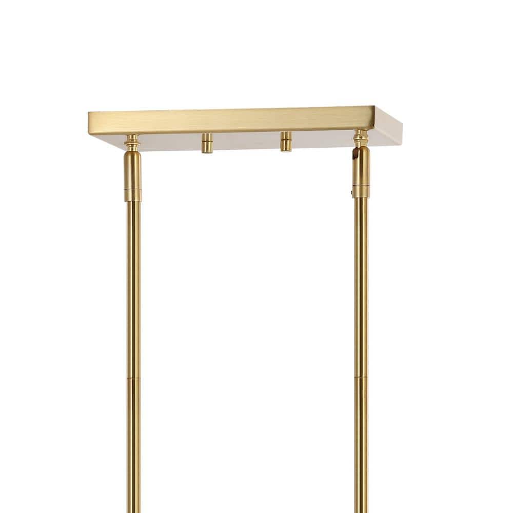 Sophie Classic 38.5" Brass Gold Linear LED Pendant with Ivory Linen Shades